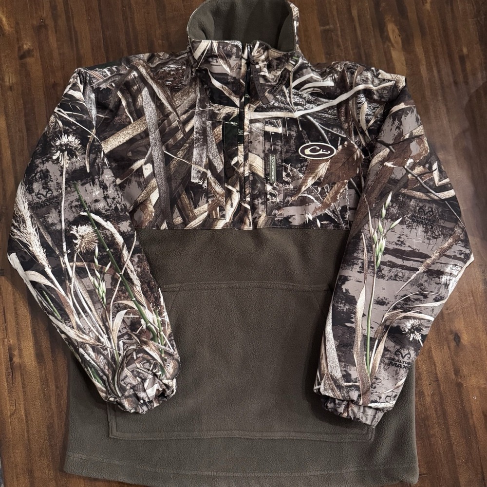 Drake Waterfowl Youth Camo Jacket Size 12 MST Eqwader 1/4 Zip Pullover Hunting